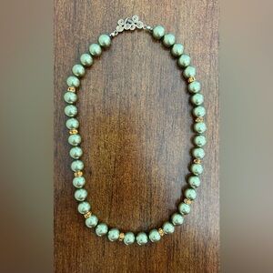 Key-lime Freshwater Pearl Necklace w/ Gold tone and Citrine Spacers 15.5" L